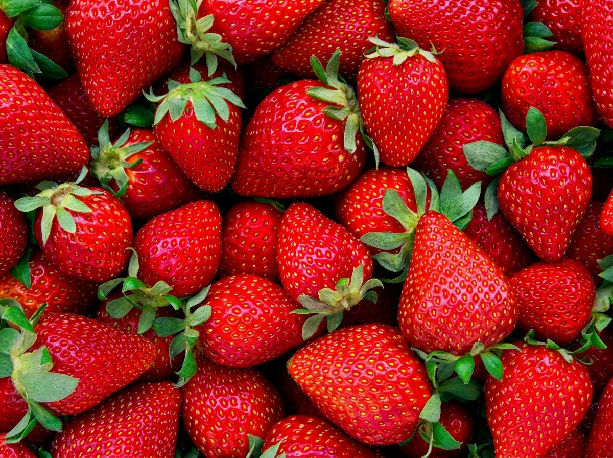 Detalle de fresas rojas