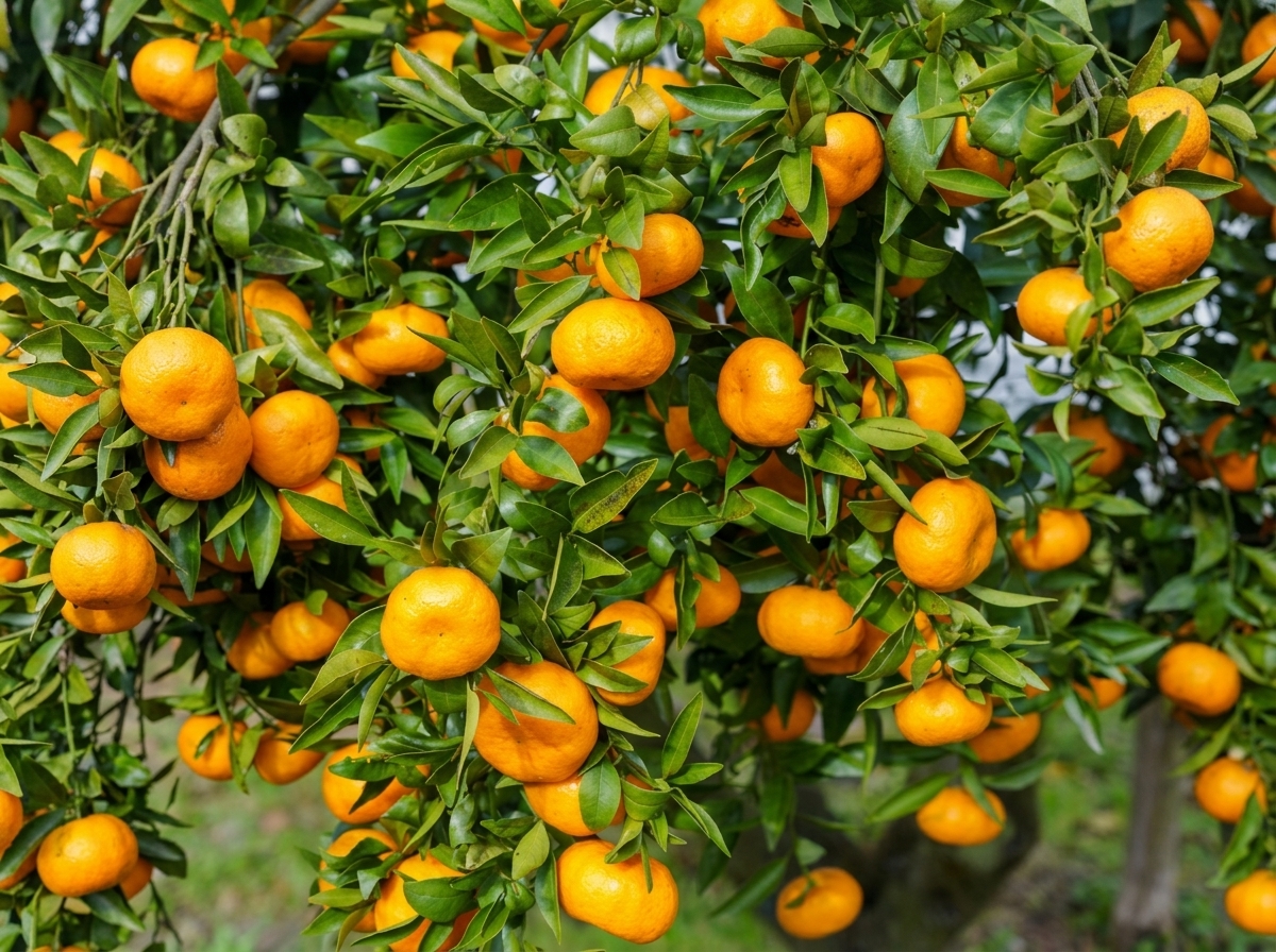 Mandarinas maduras en el árbol